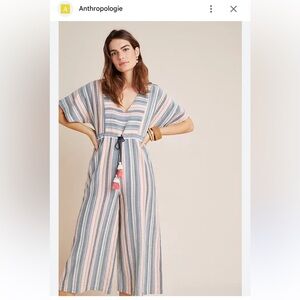 Anthropologie Striped Jumpsuit in Blue and Pink